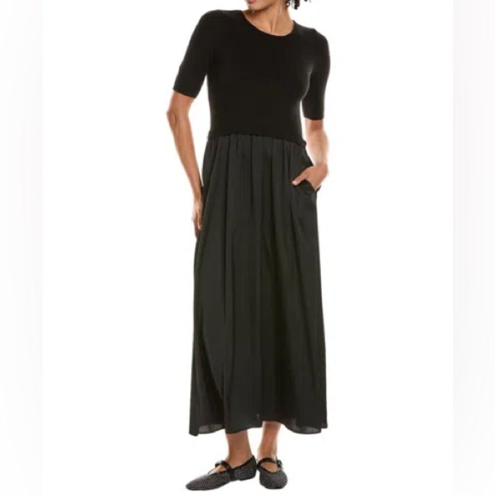 Taylor Black Maxi Dress Size Large Knit Sweater Top Satin Skirt